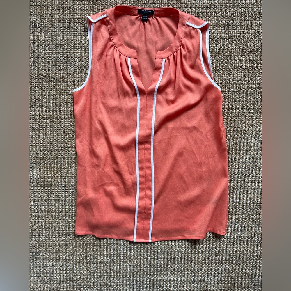 Ann Taylor Orange and White Preppy Tank Blouse